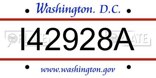 I42928A District Of Columbia License Plate
