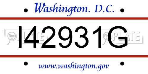 I42931G District Of Columbia License Plate
