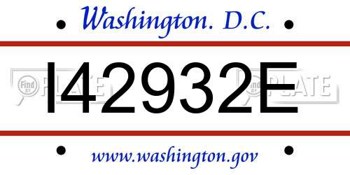 I42932E District Of Columbia License Plate