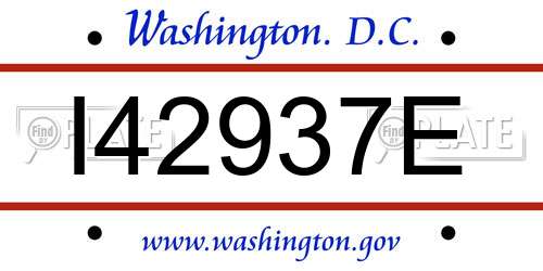 I42937E District Of Columbia License Plate