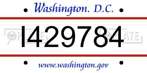I429784 District Of Columbia License Plate