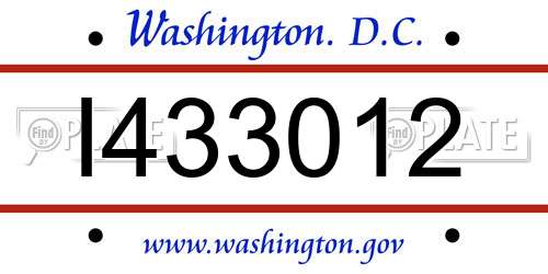 I433012 District Of Columbia License Plate