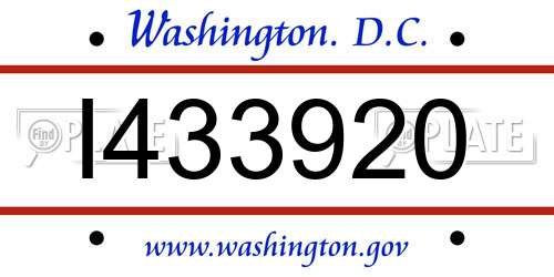 I433920 District Of Columbia License Plate