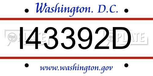 I43392D District Of Columbia License Plate