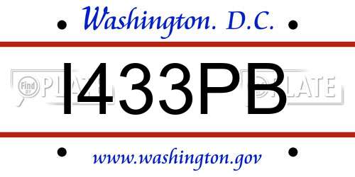 I433PB District Of Columbia License Plate