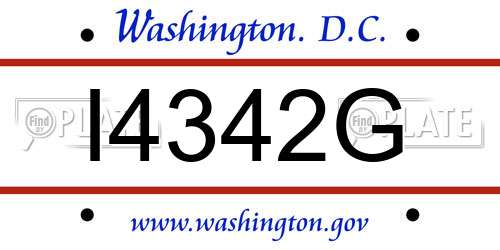 I4342G District Of Columbia License Plate