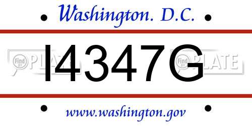 I4347G District Of Columbia License Plate