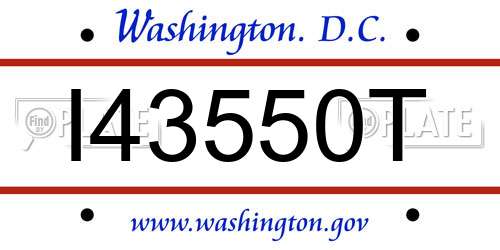 I43550T District Of Columbia License Plate