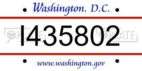 I435802 District Of Columbia License Plate