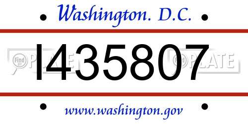I435807 District Of Columbia License Plate