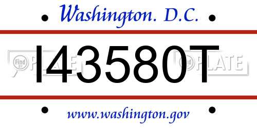 I43580T District Of Columbia License Plate