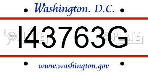 I43763G District Of Columbia License Plate