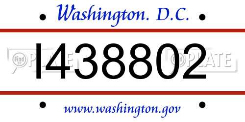 I438802 District Of Columbia License Plate