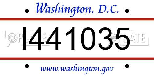 I441035 District Of Columbia License Plate