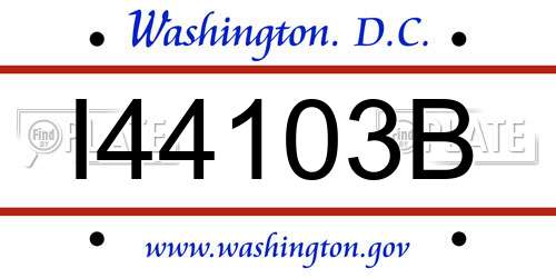 I44103B District Of Columbia License Plate