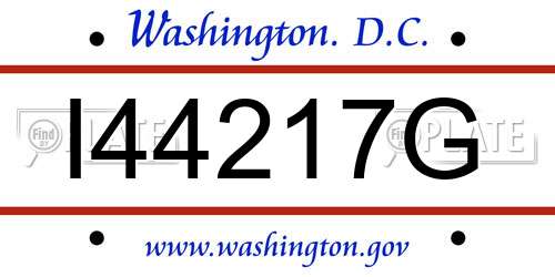 I44217G District Of Columbia License Plate