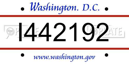 I442192 District Of Columbia License Plate