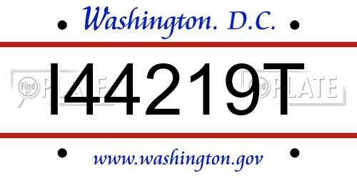 I44219T District Of Columbia License Plate