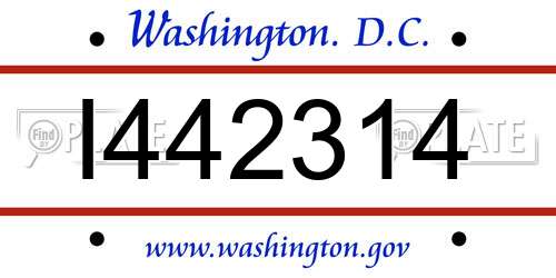 I442314 District Of Columbia License Plate