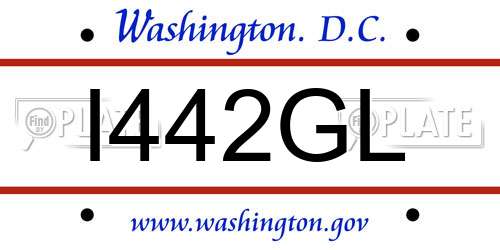 I442GL District Of Columbia License Plate