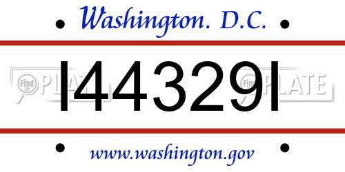 I44329I District Of Columbia License Plate