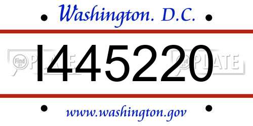 I445220 District Of Columbia License Plate