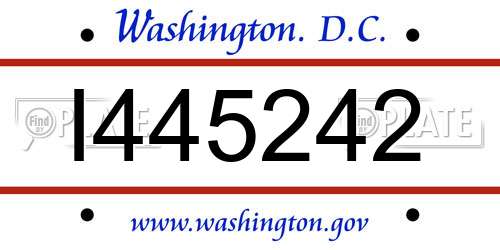 I445242 District Of Columbia License Plate