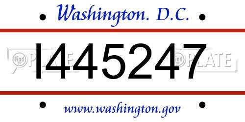 I445247 District Of Columbia License Plate