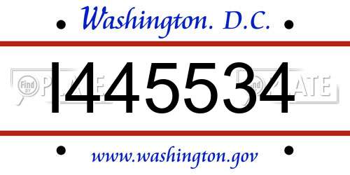 I445534 District Of Columbia License Plate