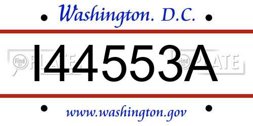 I44553A District Of Columbia License Plate