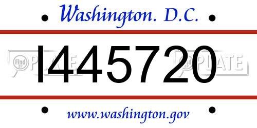 I445720 District Of Columbia License Plate