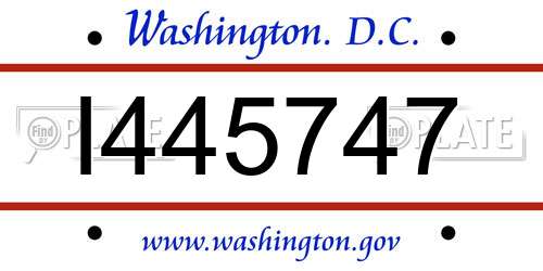 I445747 District Of Columbia License Plate