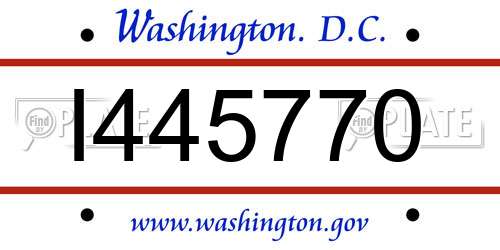 I445770 District Of Columbia License Plate