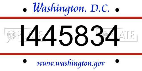 I445834 District Of Columbia License Plate