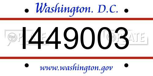 I449003 District Of Columbia License Plate