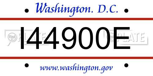 I44900E District Of Columbia License Plate