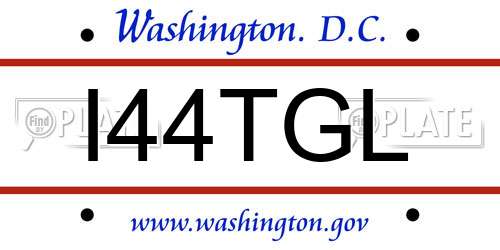 I44TGL District Of Columbia License Plate