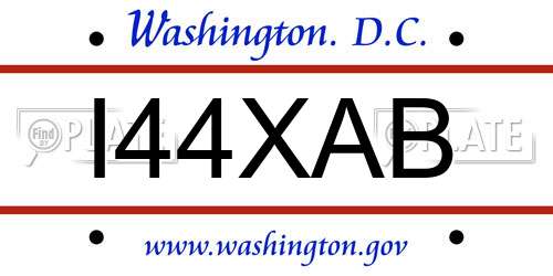 I44XAB District Of Columbia License Plate