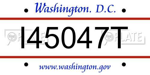 I45047T District Of Columbia License Plate