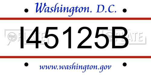 I45125B District Of Columbia License Plate