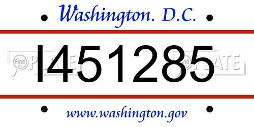 I451285 District Of Columbia License Plate