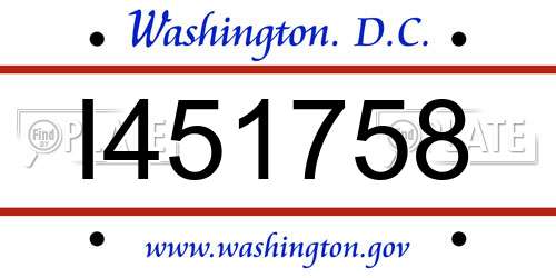 I451758 District Of Columbia License Plate