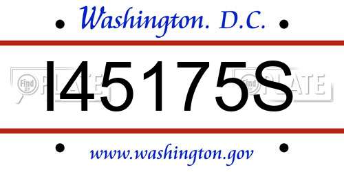 I45175S District Of Columbia License Plate