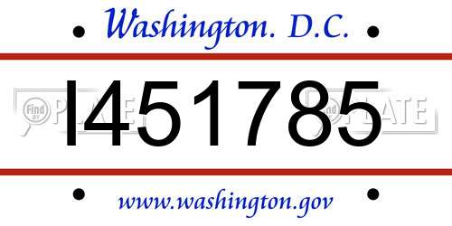 I451785 District Of Columbia License Plate