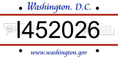 I452026 District Of Columbia License Plate