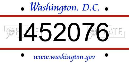 I452076 District Of Columbia License Plate
