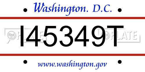 I45349T District Of Columbia License Plate