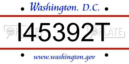 I45392T District Of Columbia License Plate