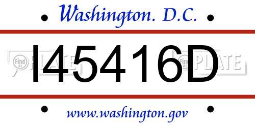I45416D District Of Columbia License Plate