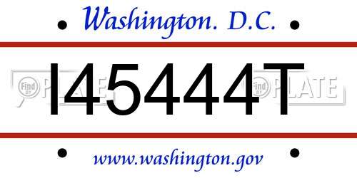 I45444T District Of Columbia License Plate